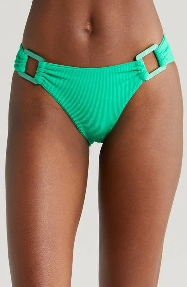 Becca Modern Edge Buckle Hipster Bikini Bottoms Verde at Nordstrom,