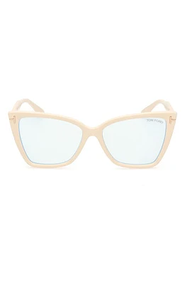 TOM FORD 55mm Cat Eye Blue Light Blocking Glasses in Ivory at Nordstrom