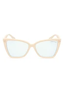 TOM FORD 55mm Cat Eye Blue Light Blocking Glasses in Ivory at Nordstrom