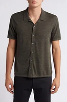 Theory Pacific Linen Blend Knit Camp Shirt at Nordstrom,