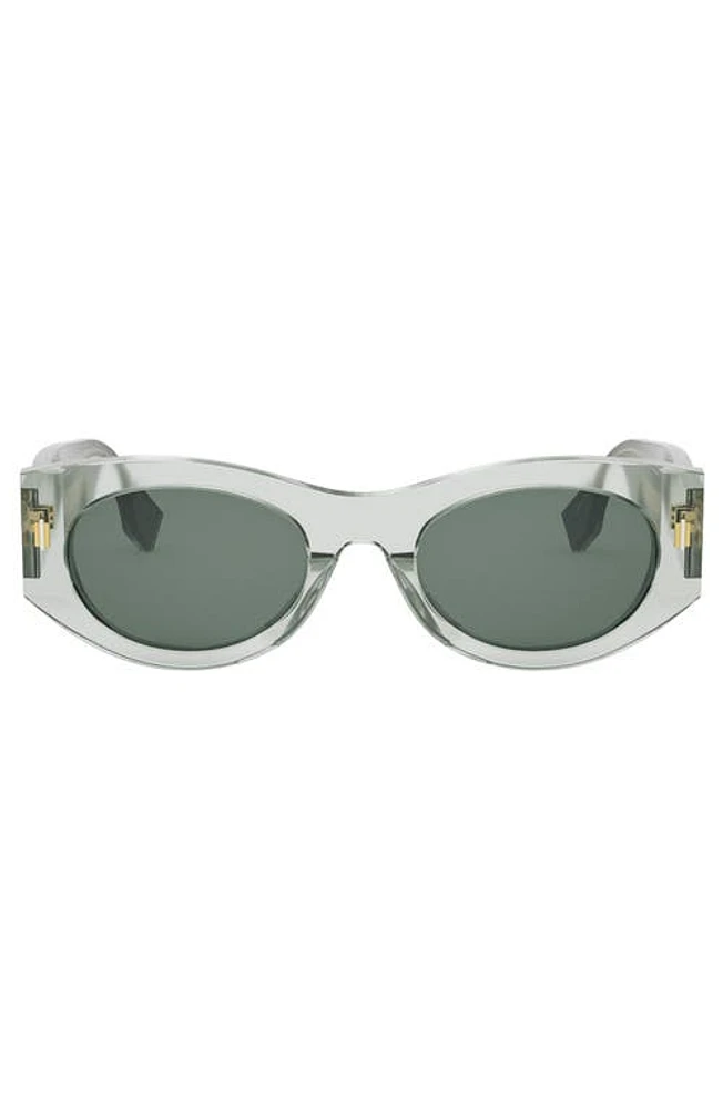 'Fendi Roma 52mm Oval Sunglasses in Light Green/Other /Green at Nordstrom