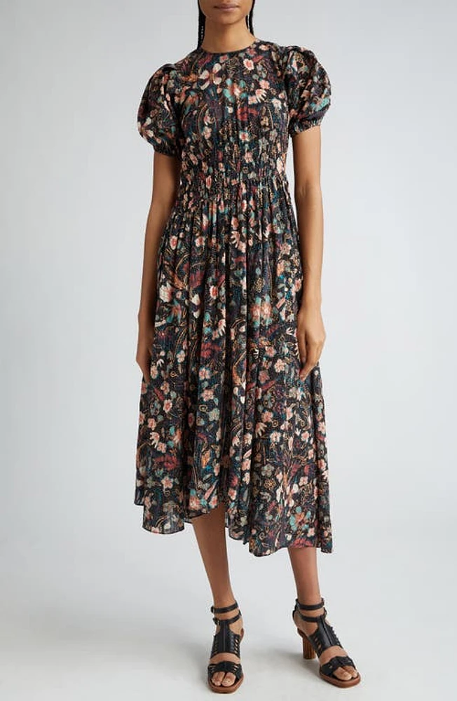 Nordstrom Ulla Johnson Eden Floral Puff Sleeve Cotton Blend Midi Dress at  Nordstrom, | The Summit