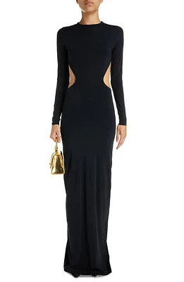 Balenciaga Cutout Long Sleeve Stretch Jersey Gown in Black at Nordstrom, Size X-Small