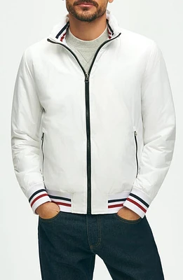 Brooks Brothers Water Repellent Windbreaker Jacket with Hood White at Nordstrom,