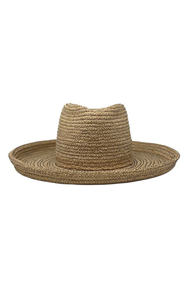 Frances Grey Hudson Pencil Curl Brim Raffia Fedora in Natural/Black at Nordstrom, Size Small