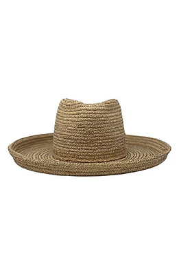 Frances Grey Hudson Pencil Curl Brim Raffia Fedora in Natural/Black at Nordstrom, Size Small