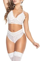 Mapale Lace Underwire Bralette & Thong Set White at Nordstrom,