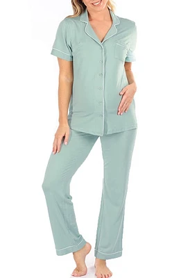 Angel Maternity Short Sleeve Pajamas Sage Green at Nordstrom,