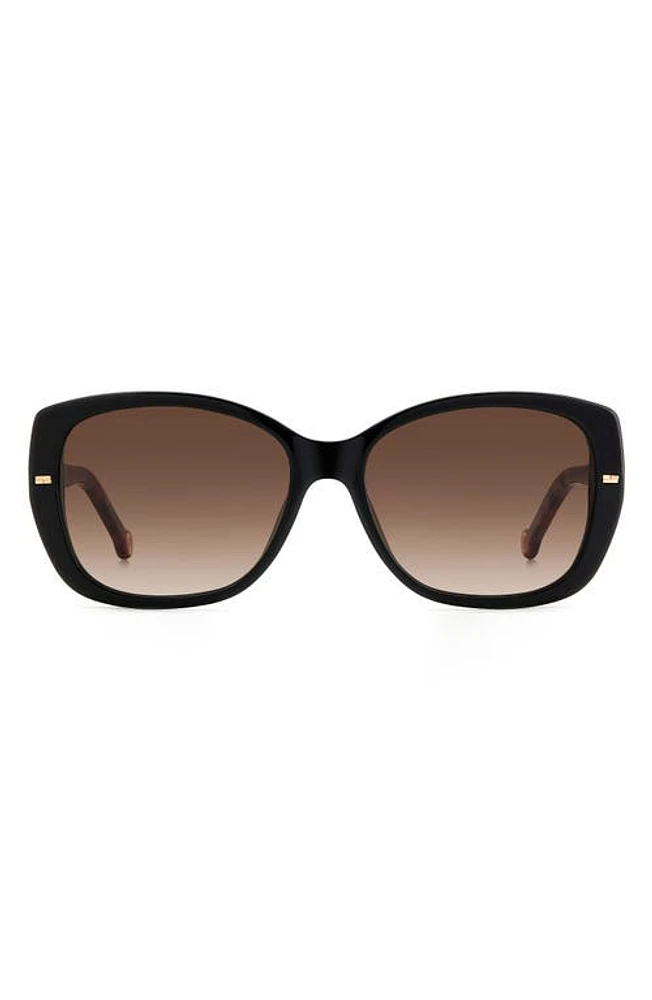 Carolina Herrera 56mm Round Sunglasses in Black Red at Nordstrom