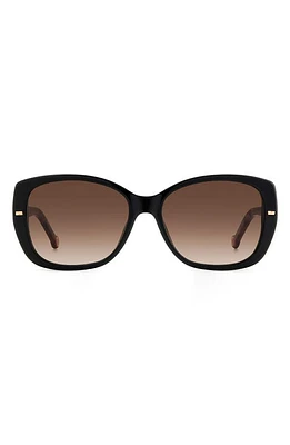 Carolina Herrera 56mm Round Sunglasses in Black Red at Nordstrom