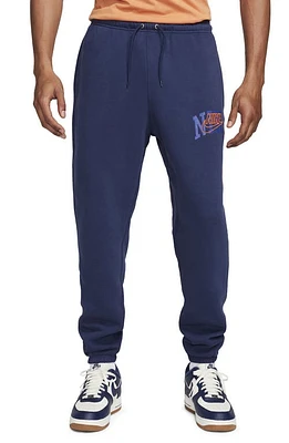 Nike Club Fleece Sweatpants in Midnight Navy/Safety Orange at Nordstrom, Size Xx-Large