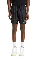 AMIRI Arts District Graphic Silk Shorts Black at Nordstrom,