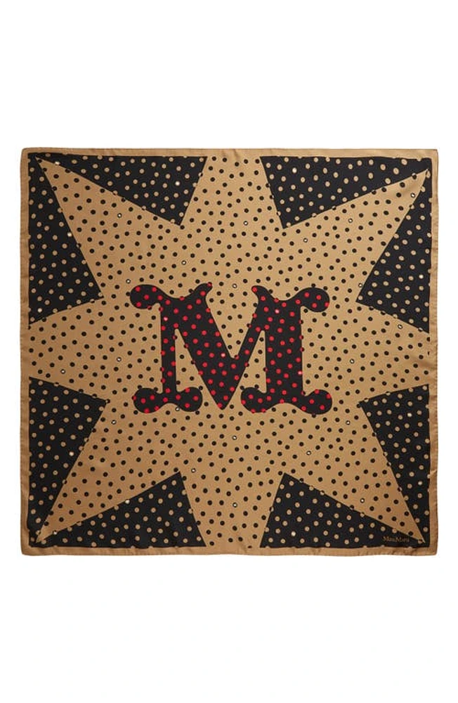 Max Mara Polka Dot Silk Scarf in Camel at Nordstrom