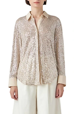 Grey Lab Oversize Sequin Shirt Ivory at Nordstrom,