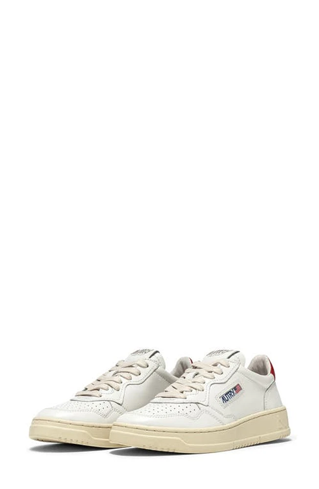 AUTRY Medalist Low Sneaker White Leather/Red at Nordstrom,