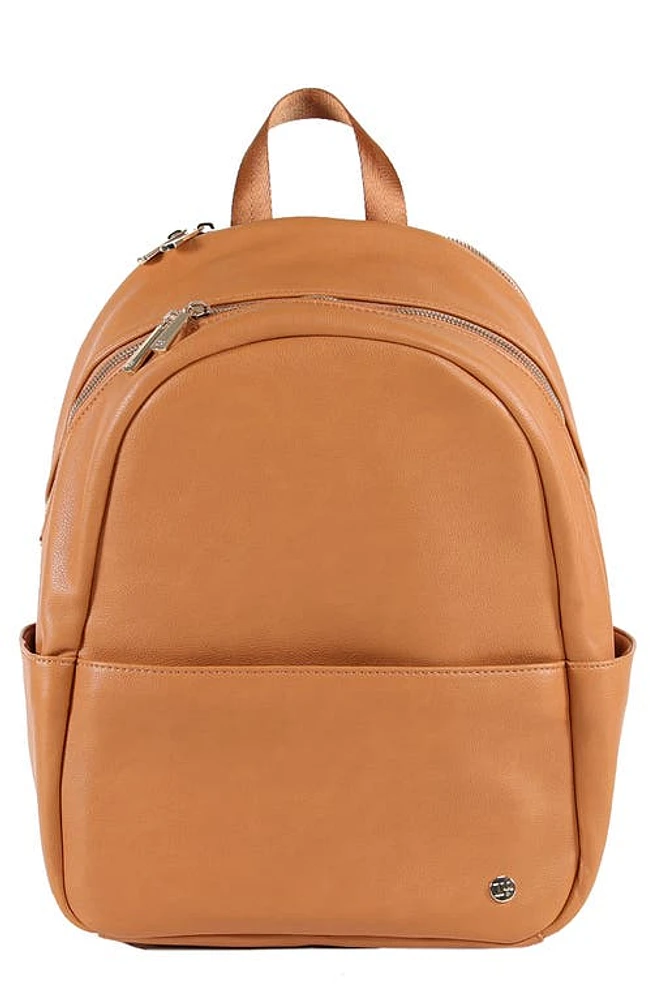 little unicorn Faux Leather Diaper Backpack in Cognac at Nordstrom