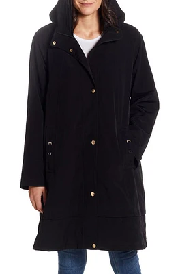 Gallery Water Resistant Hooded Rain Coat Black at Nordstrom,