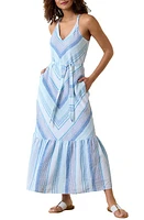 Tommy Bahama Ocean Reverie Chevron Stripe Linen Maxi Sundress Blue Canal at Nordstrom,