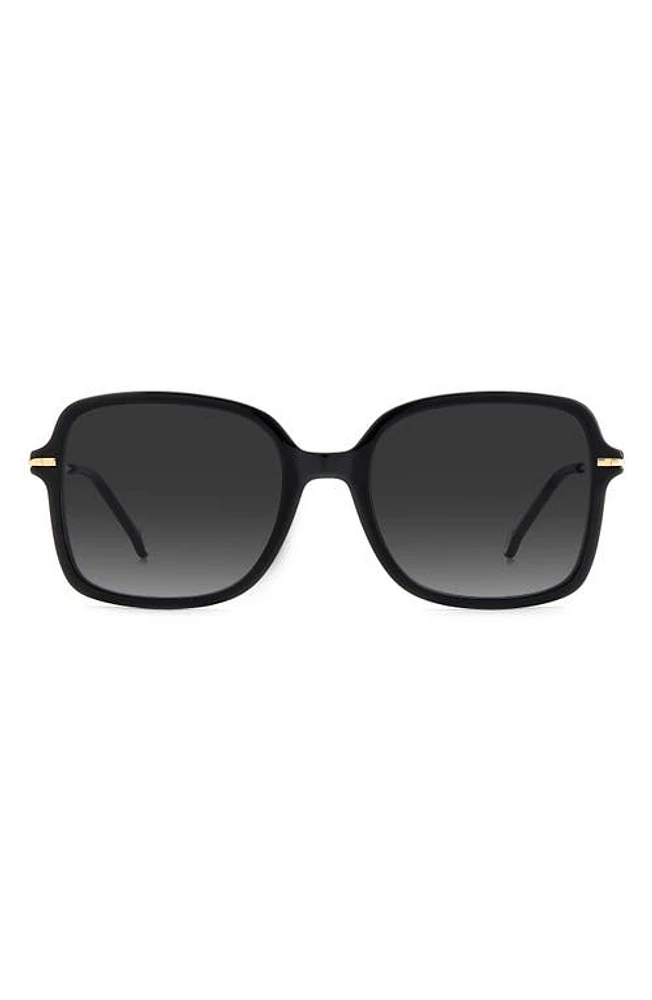 Carolina Herrera 55mm Square Sunglasses in Black/grey Shaded at Nordstrom