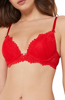 Etam Instant No. 2 Underwire Plunge Push-Up Bra Red at Nordstrom,