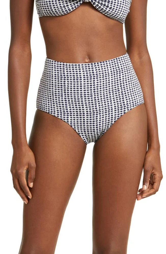 lemlem Elsi Tie Back High Waist Bikini Bottoms in Sisay Blue at Nordstrom, Size X-Large