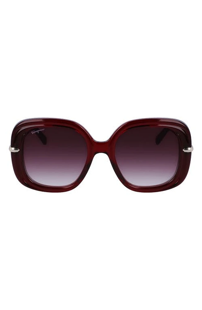 FERRAGAMO 54mm Gradient Rectangular Sunglasses in Transparent Burgundy at Nordstrom