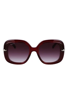 FERRAGAMO 54mm Gradient Rectangular Sunglasses in Transparent Burgundy at Nordstrom