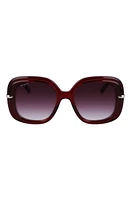 FERRAGAMO 54mm Gradient Rectangular Sunglasses in Transparent Burgundy at Nordstrom