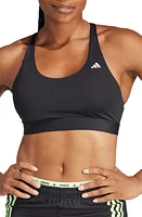 adidas Run Medium-Support Sports Bra Black/white at Nordstrom, Large