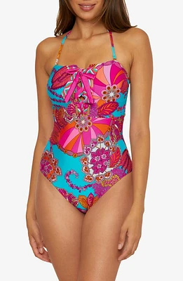 Trina Turk Meliani One-Piece Swimsuit in Blue/Pink Multi at Nordstrom, Size 6