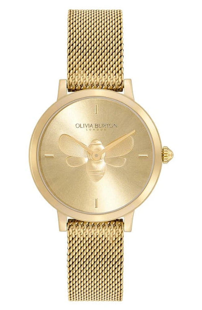 Olivia Burton Signature Bees Mesh Strap Watch