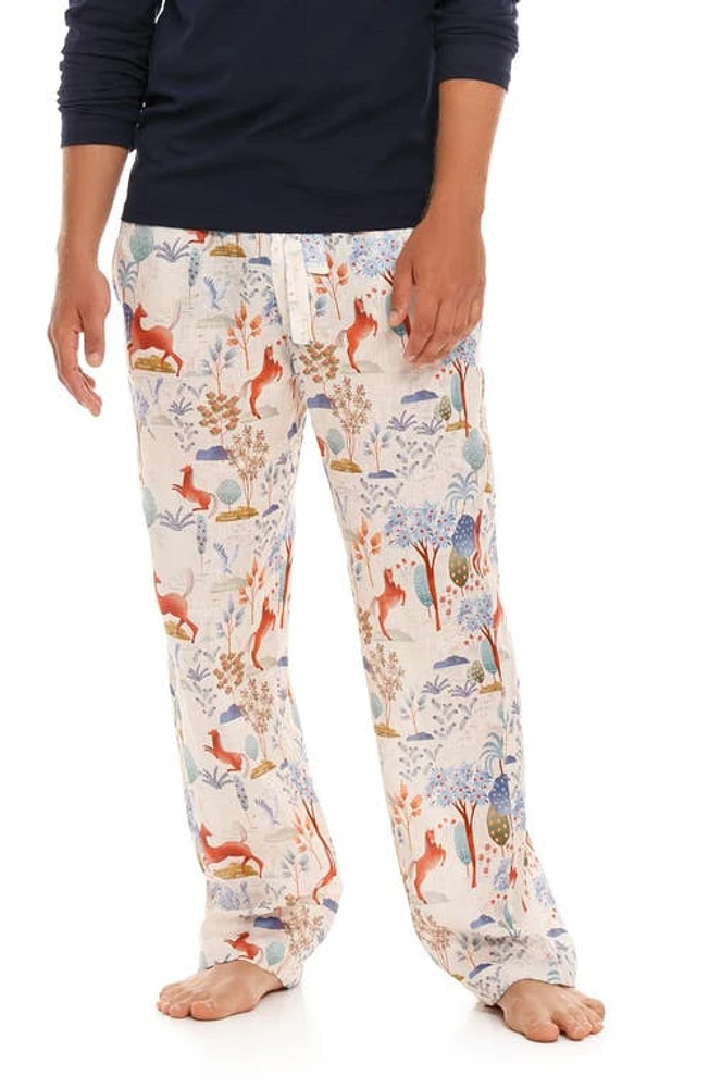 The Lazy Poet Drew Equus Horse Print Linen Pajama Pants Blue at Nordstrom,