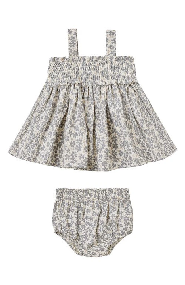 QUINCY Mae Floral Smocked Organic Cotton Top & Bloomers Set Poppy at Nordstrom,