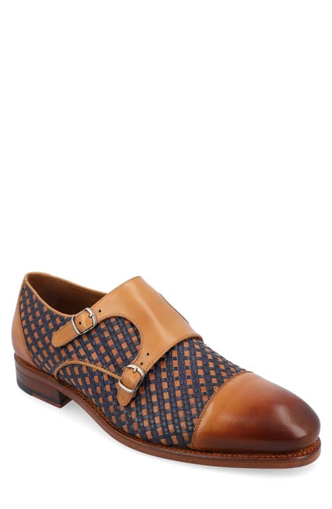 TAFT The Lucca Double Monk Strap Shoe Navy Woven at Nordstrom,