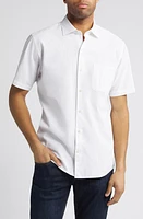 Peter Millar Seaward Solid Short Sleeve Seersucker Button-Up Shirt White at Nordstrom,