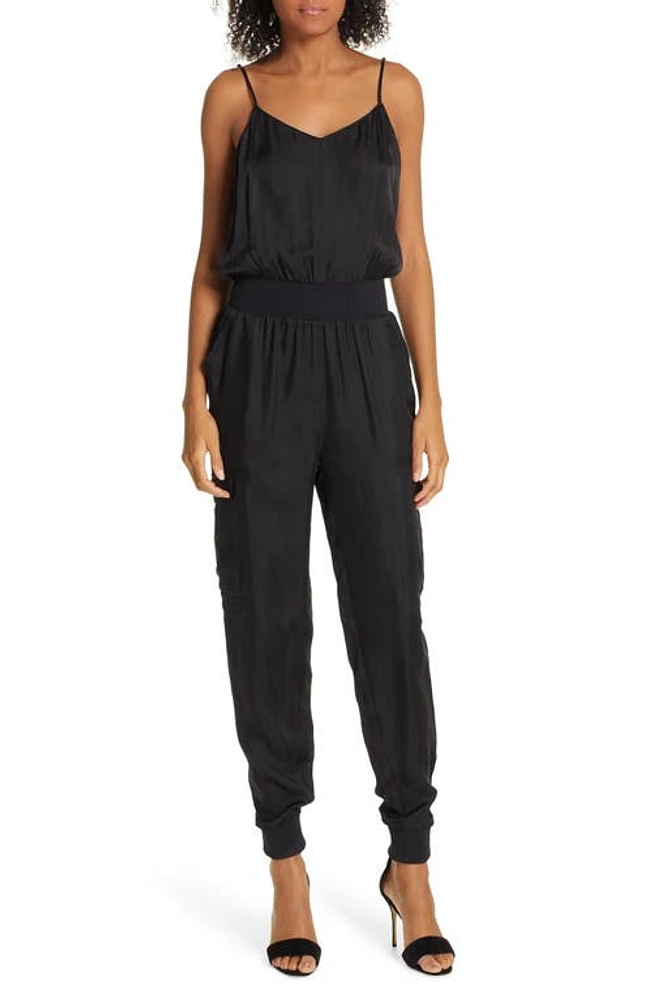 Cinq à Sept Amia Twill Jumpsuit in Black at Nordstrom, Size Medium