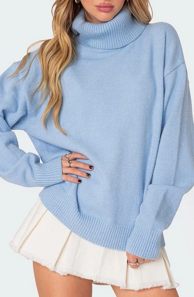 EDIKTED Isabelle Oversize Turtleneck Sweater in Light-Blue at Nordstrom, Size X-Small