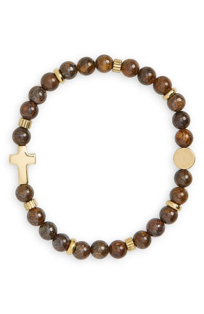 Caputo & Co. Men's Stone Beaded Stretch Bracelet in Bronzite at Nordstrom