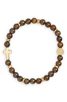 Caputo & Co. Men's Stone Beaded Stretch Bracelet in Bronzite at Nordstrom