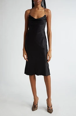 Dion Lee Rivet Detail Cowl Neck Satin Dress Black at Nordstrom, Us