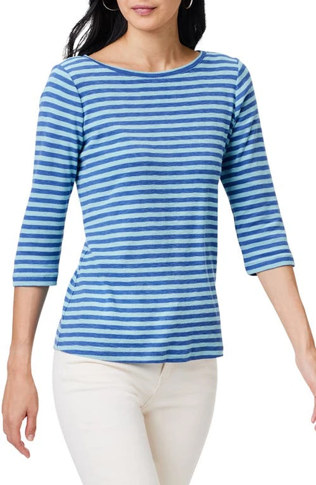 NZT by NIC+ZOE Stripe Boat Neck Cotton T-Shirt Multi at Nordstrom