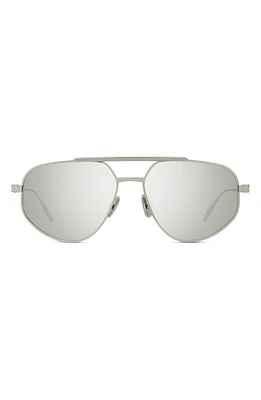 Givenchy GVSPEED 57mm Aviator Sunglasses in Shiny Palladium /Brown Mirror at Nordstrom