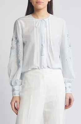 KOBI HALPERIN Acacia Embroidered Sequin Top Ice at Nordstrom,