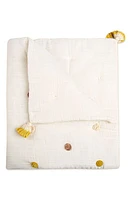 CRANE BABY Pompom Cotton Muslin Baby Blanket in /White at Nordstrom