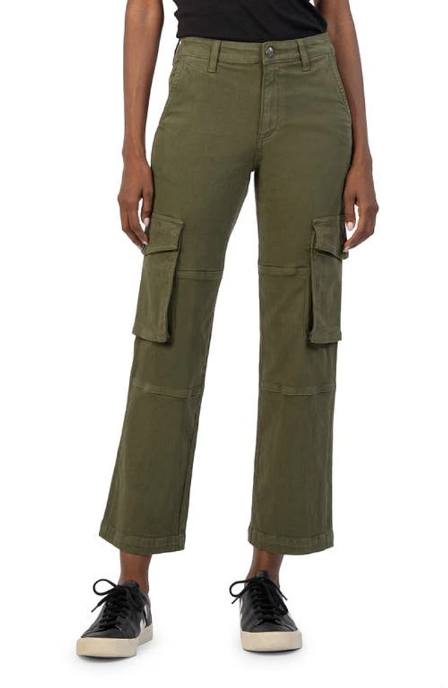 KUT from the Kloth Pattie Mid Rise Straight Leg Cargo Pants Army Green at Nordstrom,