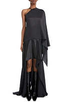 Acne Studios Dikla Satin One-Shoulder High-Low Gown Black at Nordstrom, Us