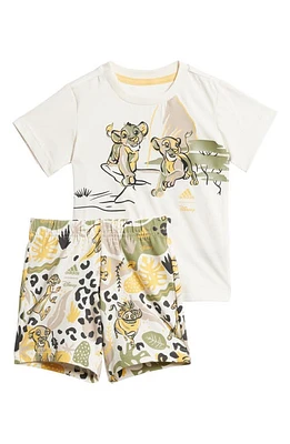 adidas x Disney Lion Graphic T-Shirt & Shorts Set Chalk/Wonder /Semi Spark at Nordstrom,