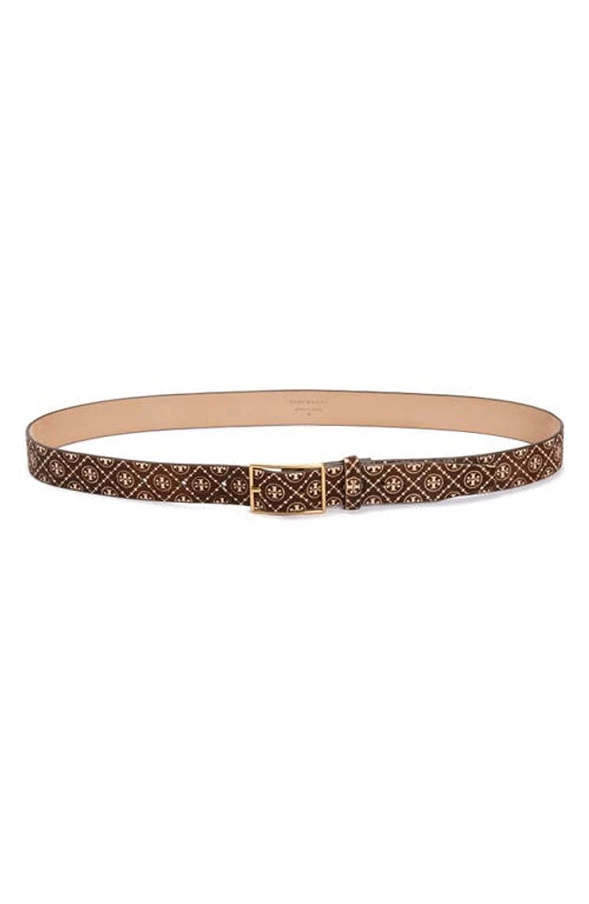 Tory Burch T Monogram Genuine Calf Hair Belt Cold Brew at Nordstrom,