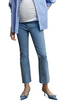 MANGO Flared Crop Maternity Jeans Medium Blue at Nordstrom,