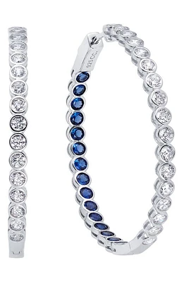 Crislu Inside Out Cubic Zirconia Hoop Earrings in Sapphire at Nordstrom